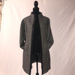 Trina Turk Black & White Hounds Tooth Wool Coat